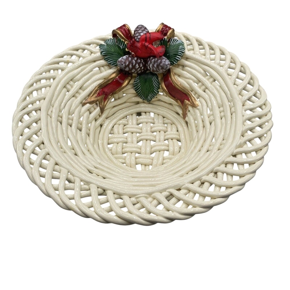 Vintage Ceramic Christmas Decor‎ Bowl Irish Basket